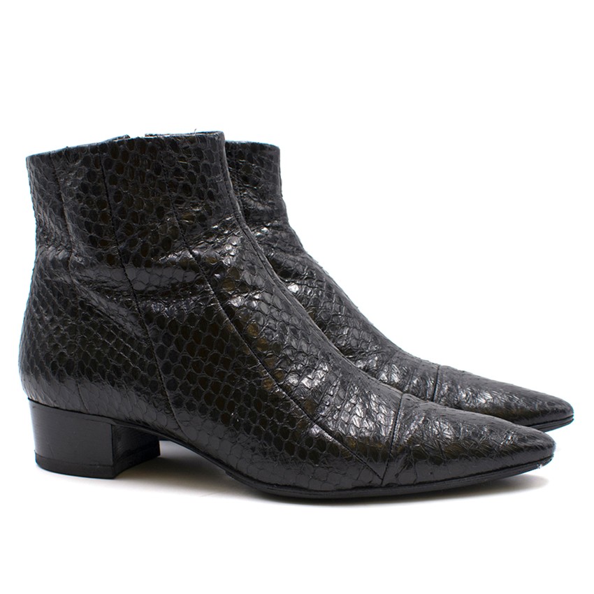 The Row Black Snakeskin Ankle Boots | HEWI