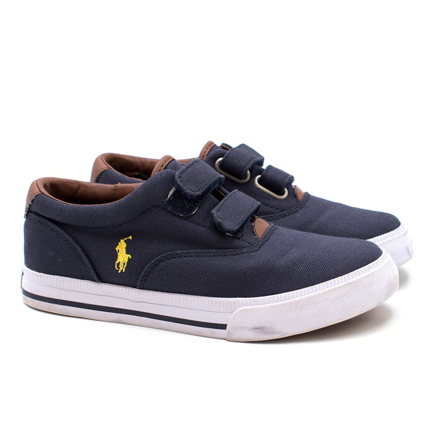 Polo Ralph Lauren Boys Navy Canvas Velcro Sneakers | HEWI