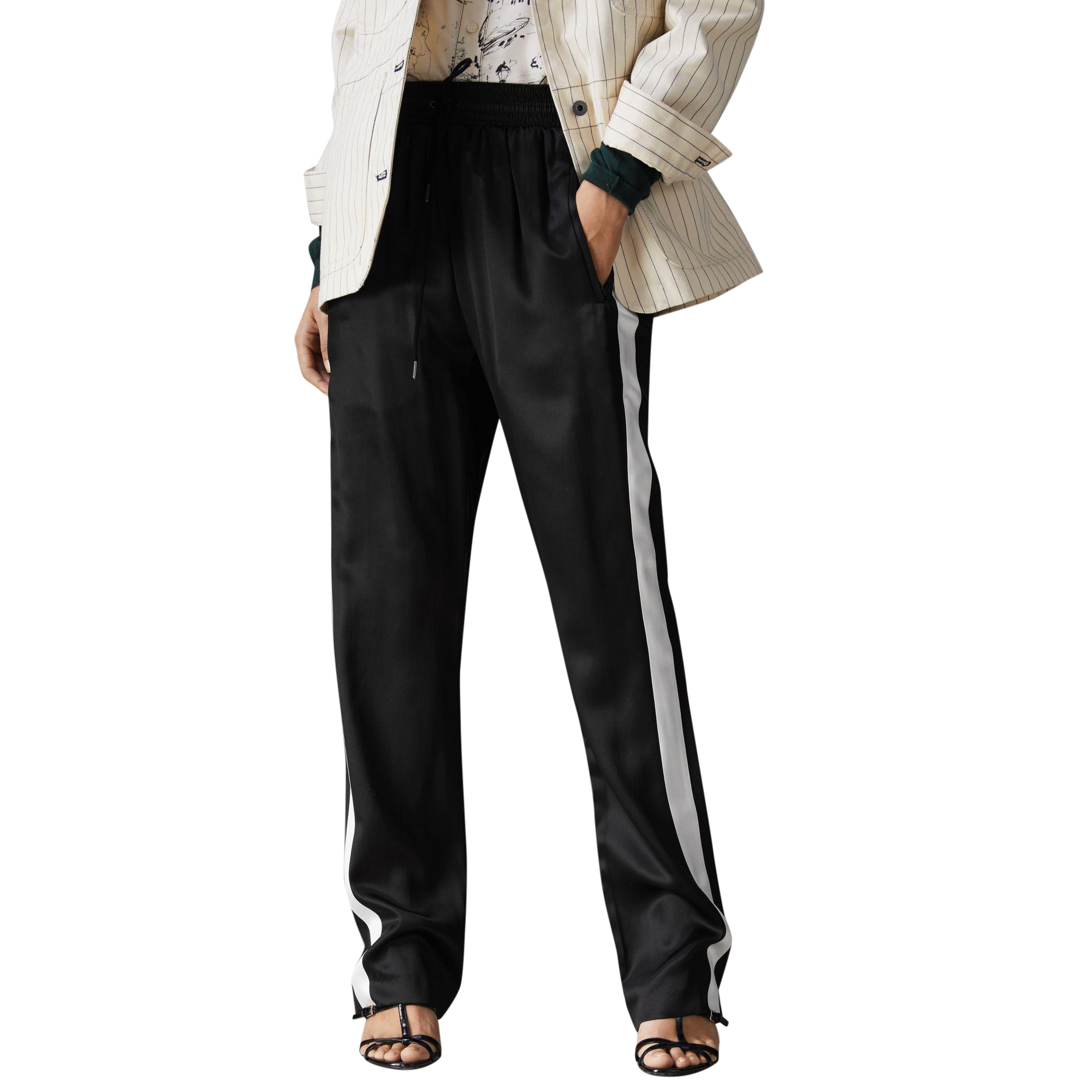 satin side stripe trousers