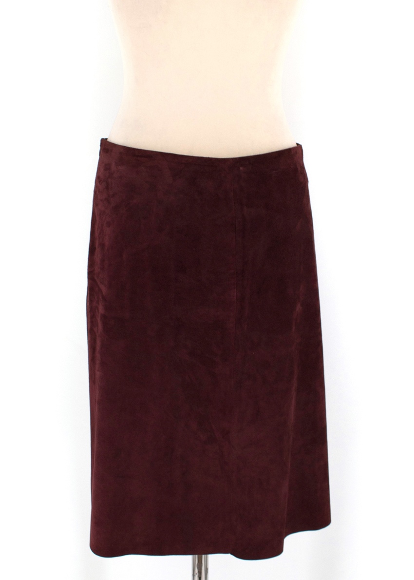 burgundy suede skirt