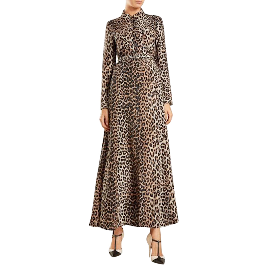 ganni leopard print maxi dress