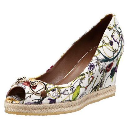 gucci floral wedges