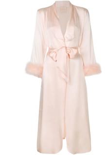 Maguy De Chadirac Peach Marabou Feather Trimmed Dressing Gown