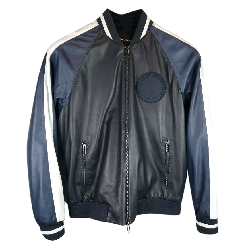 emporio armani leather bomber jacket