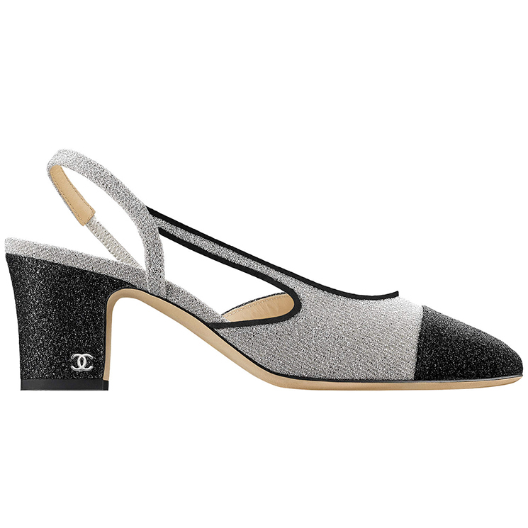 Chanel Silverlame Slingback Pumps Hewi