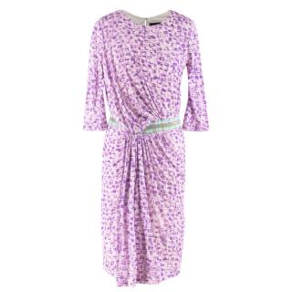Saloni purple draped midi dress