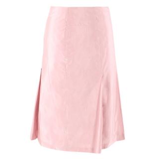 Marina Rinaldi midi-length pleated pink taffeta skirt