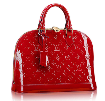 louis vuitton handbag red patent leather