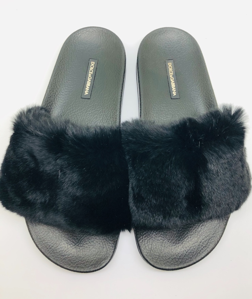 dolce and gabbana fur slides