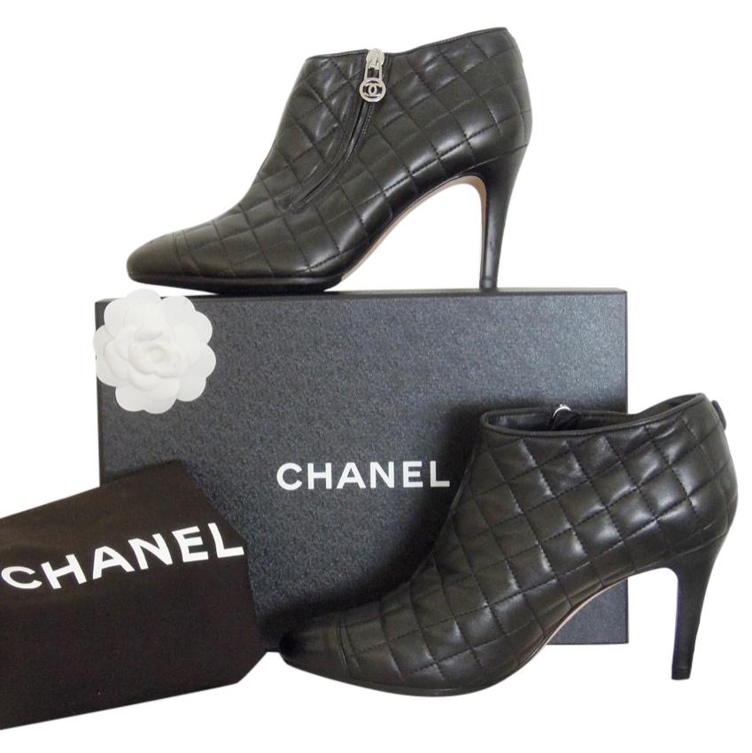 chanel quilted ankle boots