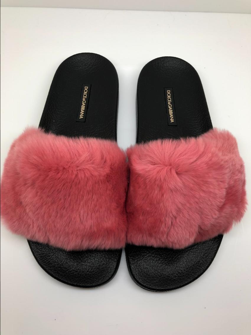 dolce and gabbana fur slides