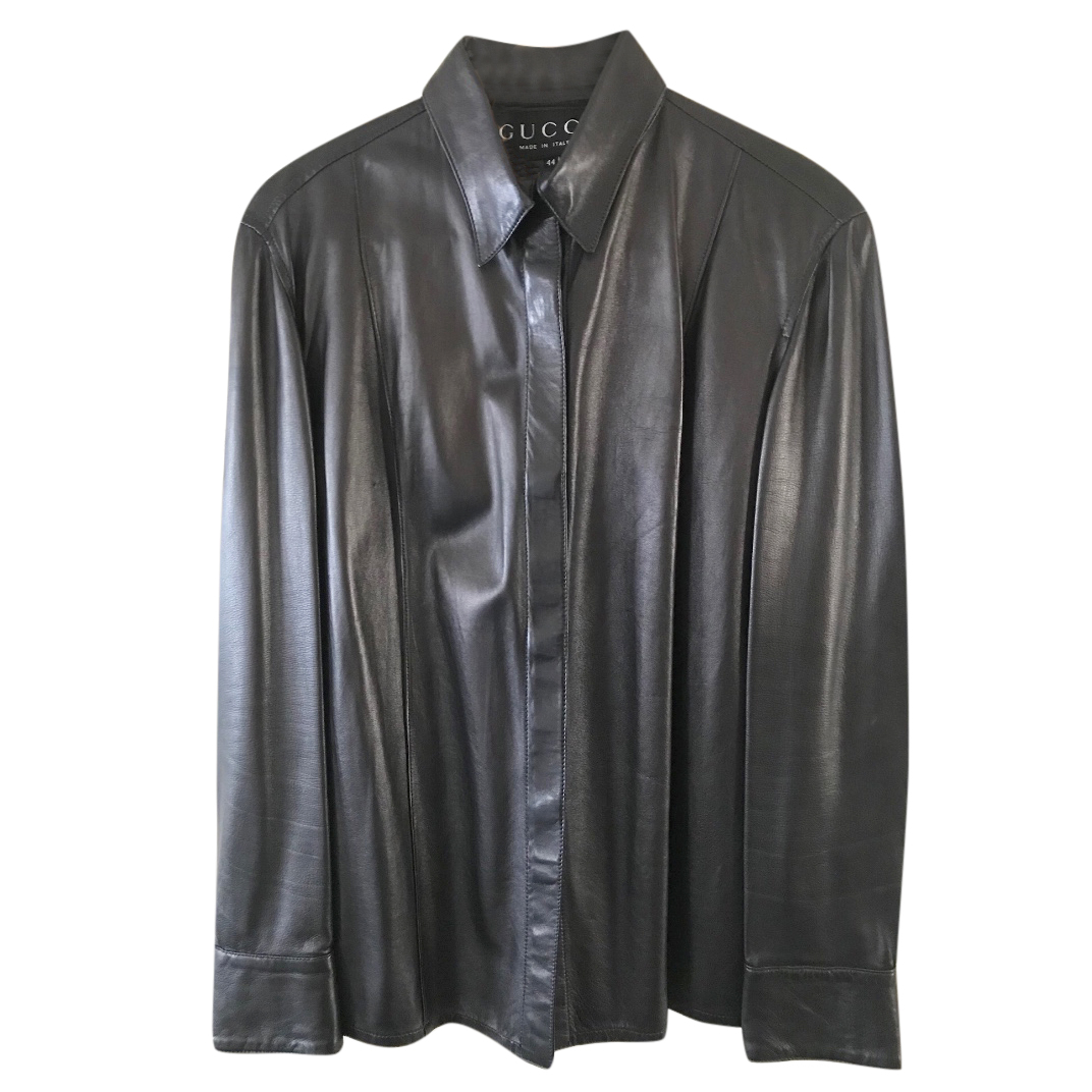 gucci leather shirt