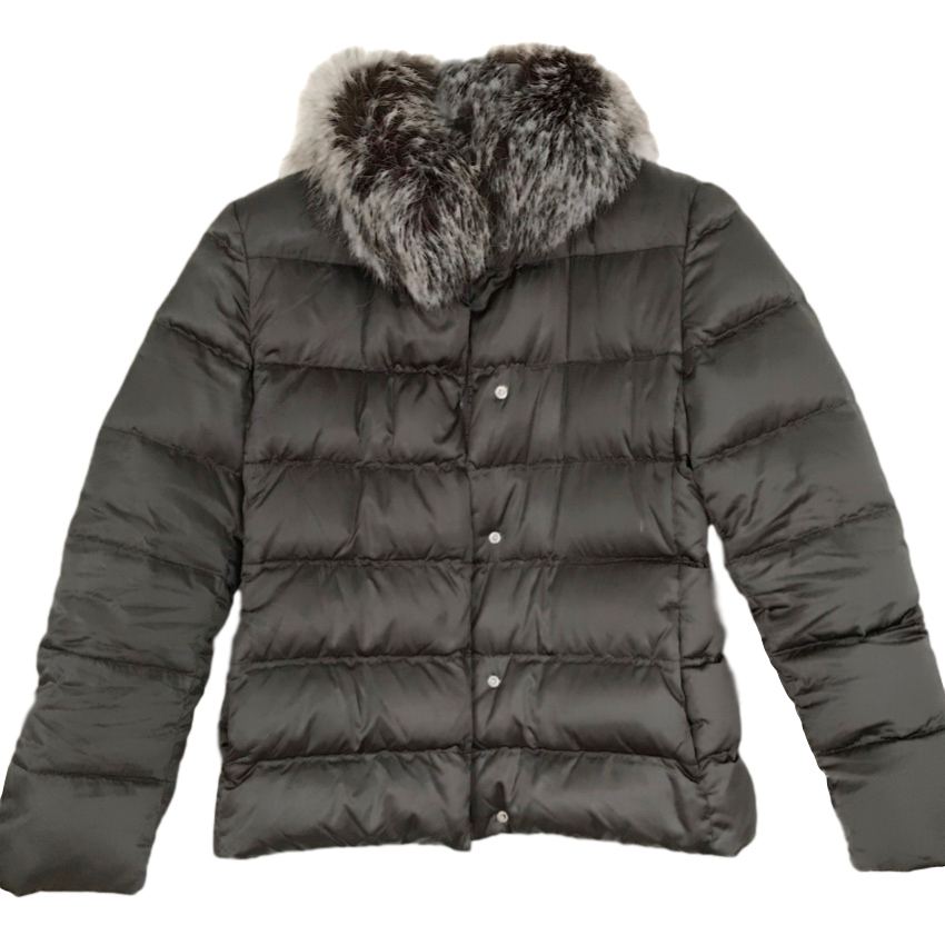 prada puffer coat with fur hood