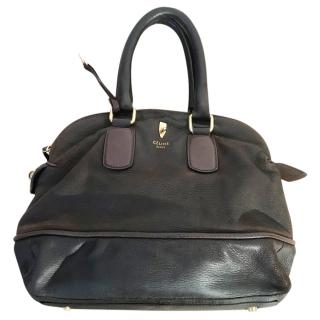 Celin dark brown calf leather bowling bag 