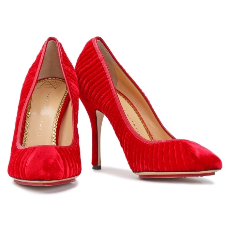 Charlotte Olympia Velvet Red Pumps | HEWI