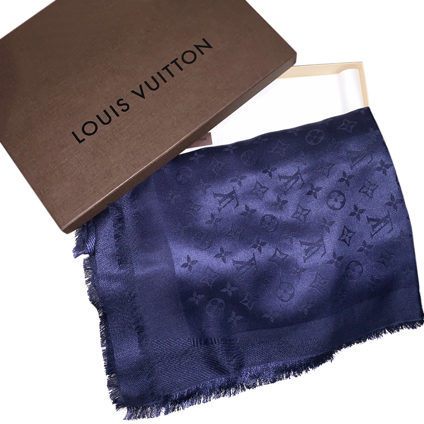 Louis Vuitton Night Blue Monogram Shine Shawl | HEWI