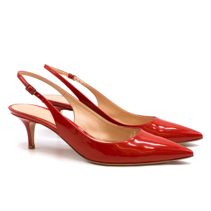 red kitten heel slingback shoes