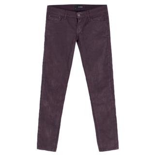 The Kooples Short-Fit purple coated-denim jeans
