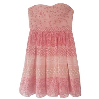 Manoush Pink Embroidered Bustier Dress
