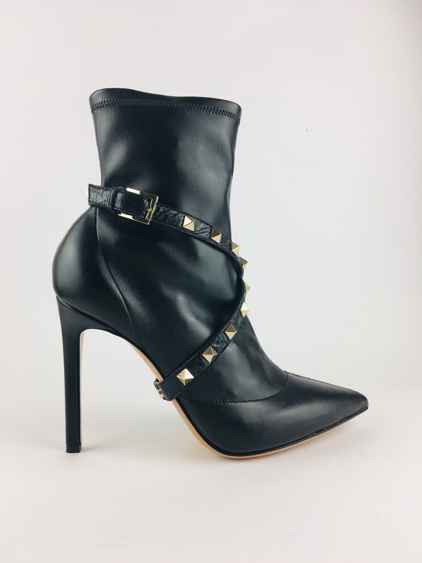 valentino rockstud leather ankle boots