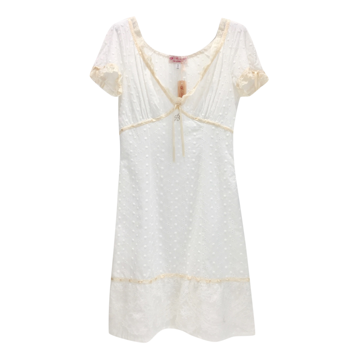 white cotton broderie anglaise dress