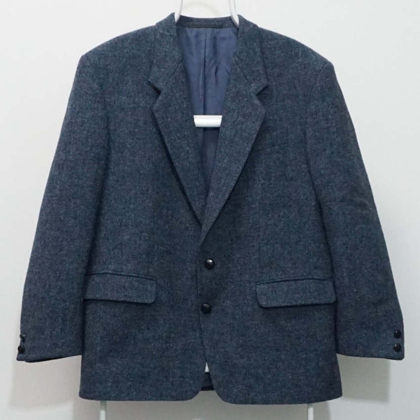 harris tweed x leithauser blue melange wool blazer