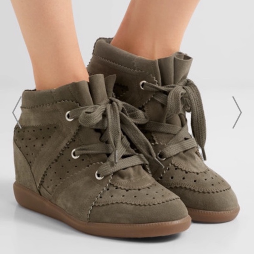 Verrassend Isabel Marant Bobby Khaki Taupe Suede Wedged Sneakers | HEWI London UP-32