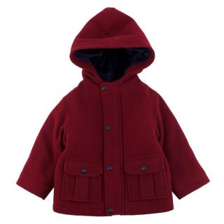Jacadi Boys Red Hooded Wool Blend Coat