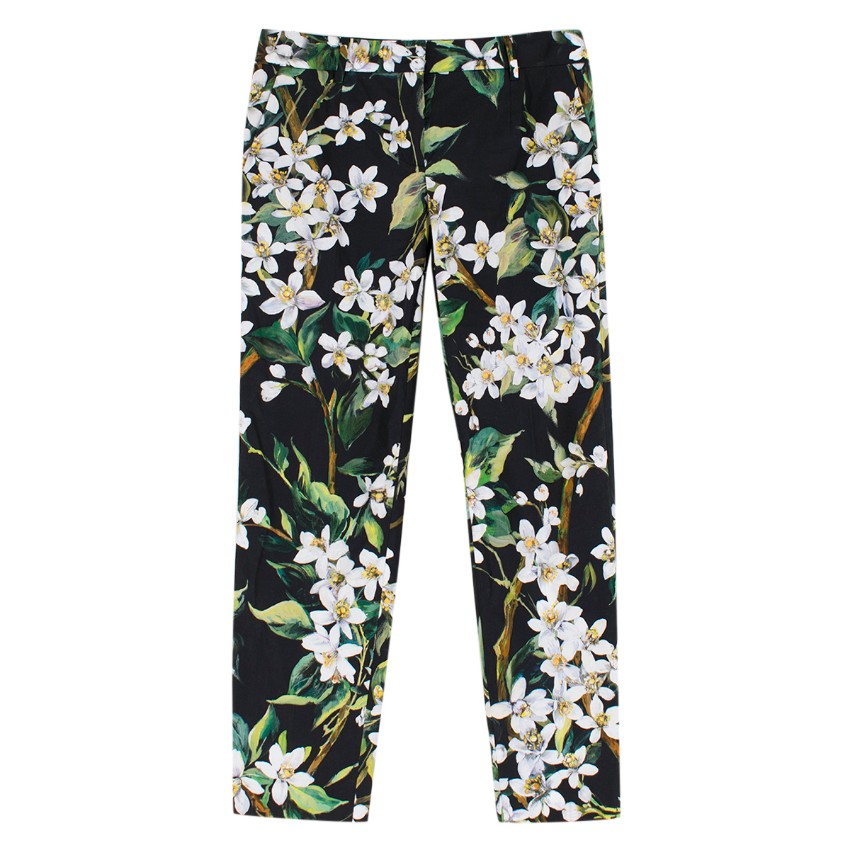 Dolce Gabbana Floral Print Cotton Trousers | HEWI