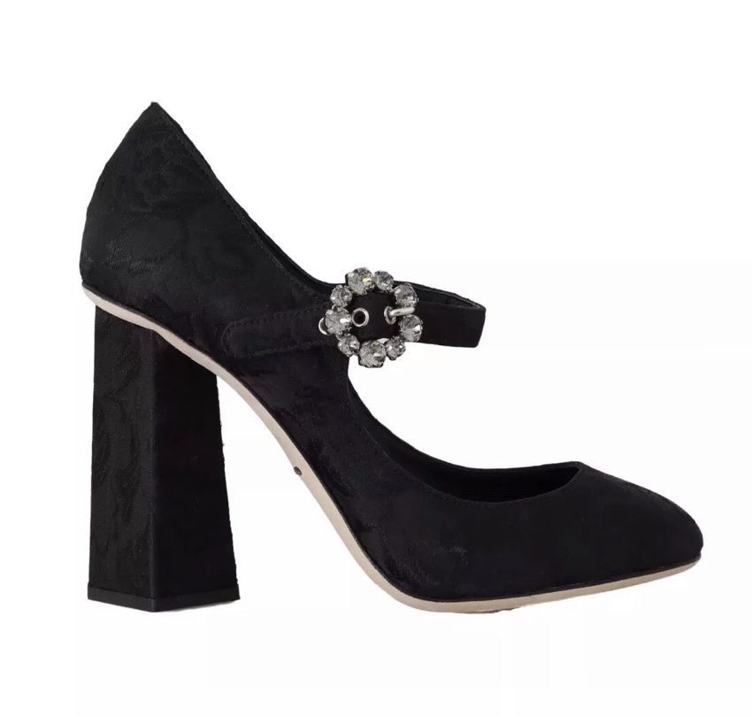 Dolce Gabbana Black Brocade Crystal 