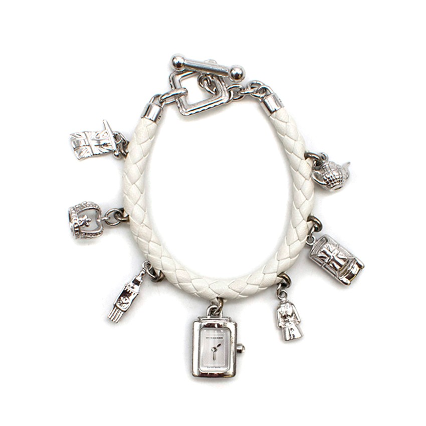 burberry sterling silver charm watch bracelet