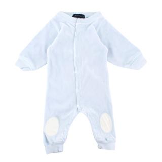 Burberry 3 Month Blue Velour Baby Grow 