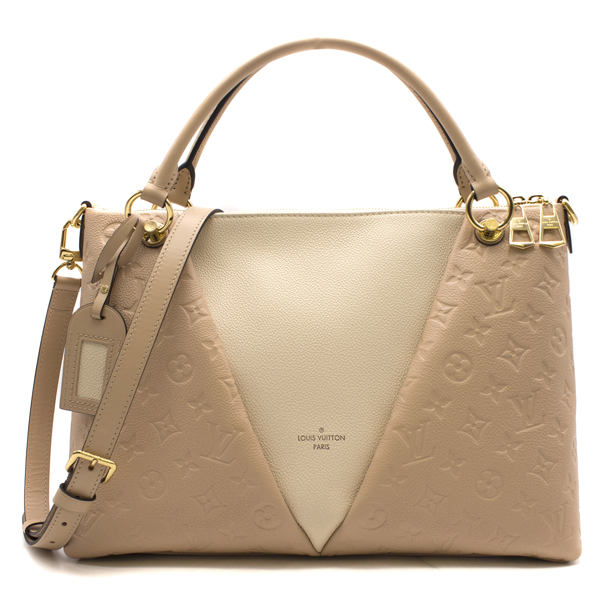Louis Vuitton Beige Rose Creme V Tote Mm Handbag New Season Hewi