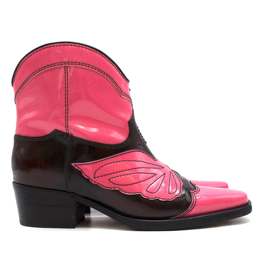 ganni cowboy boots pink
