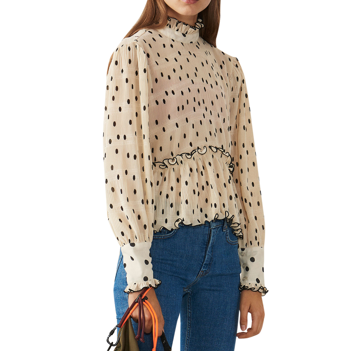 ganni dotted georgette blouse