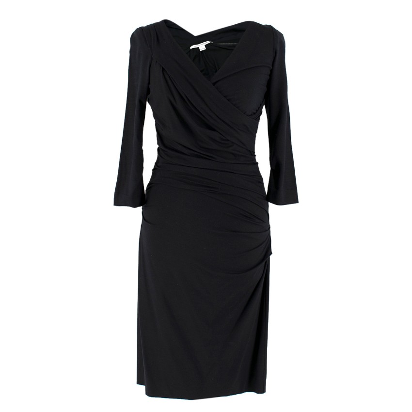 Diane Von Furstenberg Black Ruched Fitted Dress | HEWI
