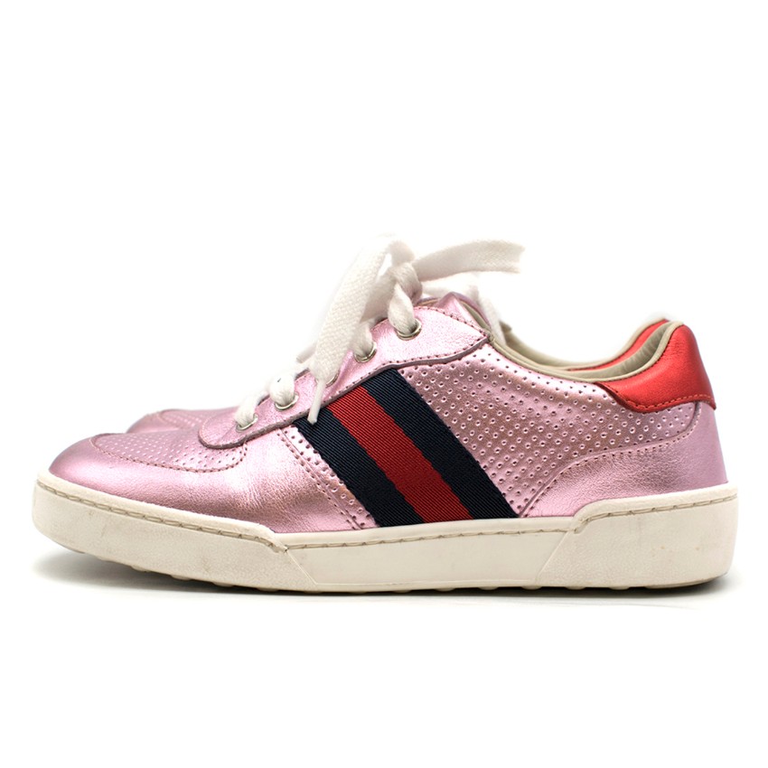 Gucci Metallic Pink Leather Sneakers | HEWI