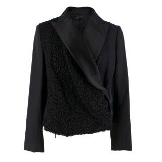 The Row Silk & Astrakhan Fur Wrap Style Jacket 