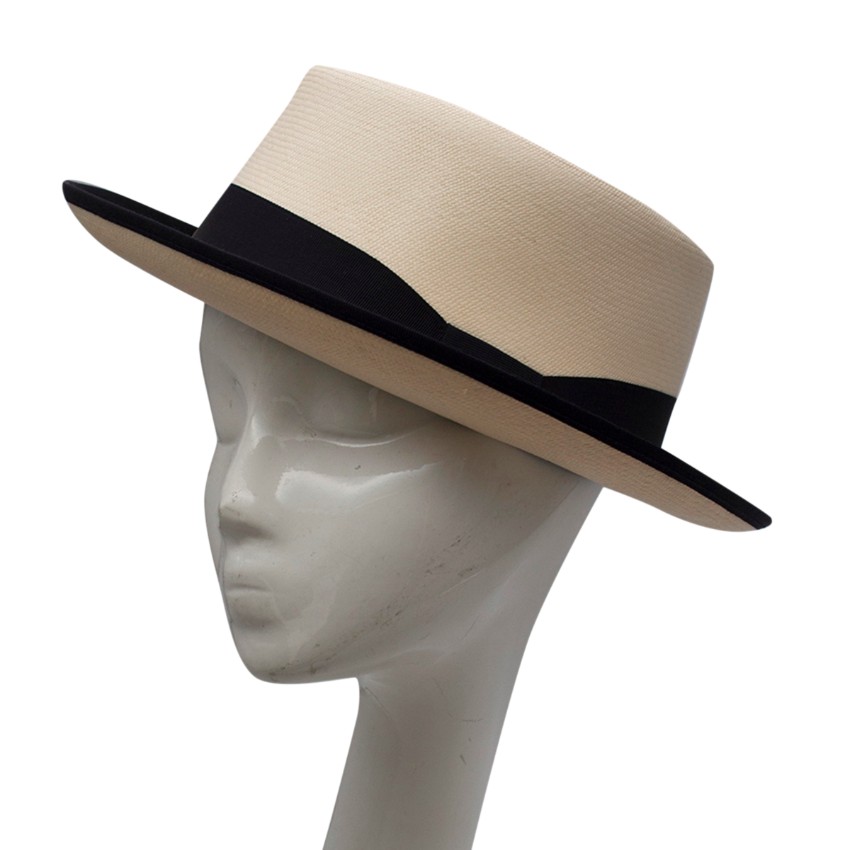 Borsalino Beige Extrafine Panama Hat With Black Hatband | HEWI