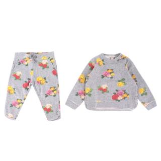 Stella McCartney Girls Grey Floral Sweatshirt and Trousers Set 