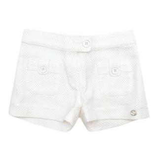 Gucci Girls White Honeycomb-effect Shorts