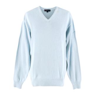 Faconnable Blue Knit V-neck Sweater 
