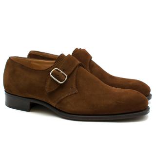  Hardy Amies London Brown Suede Monk Strap Shoes  