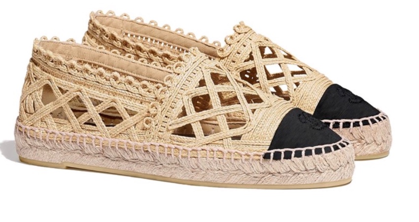 chanel straw espadrilles