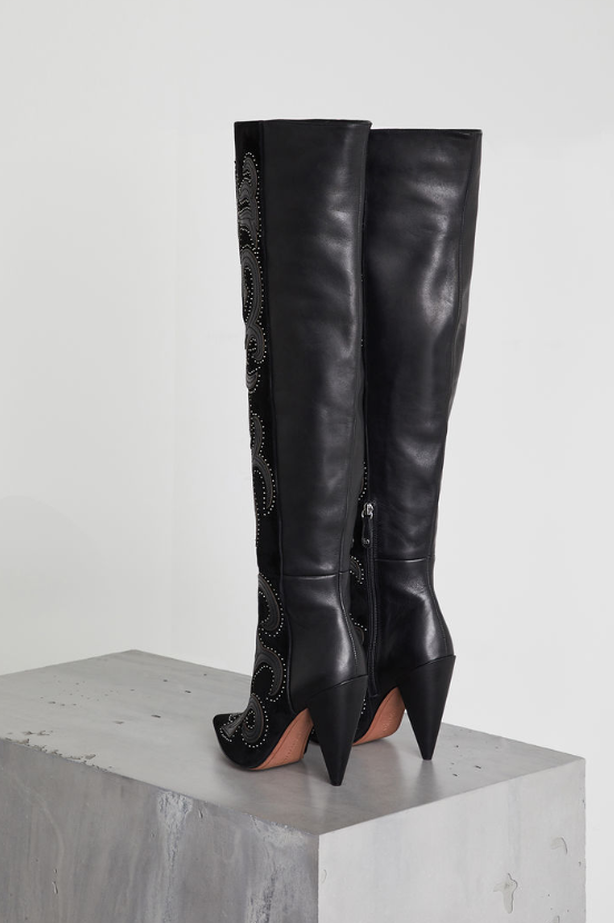 bcbg jolene leather studded boot