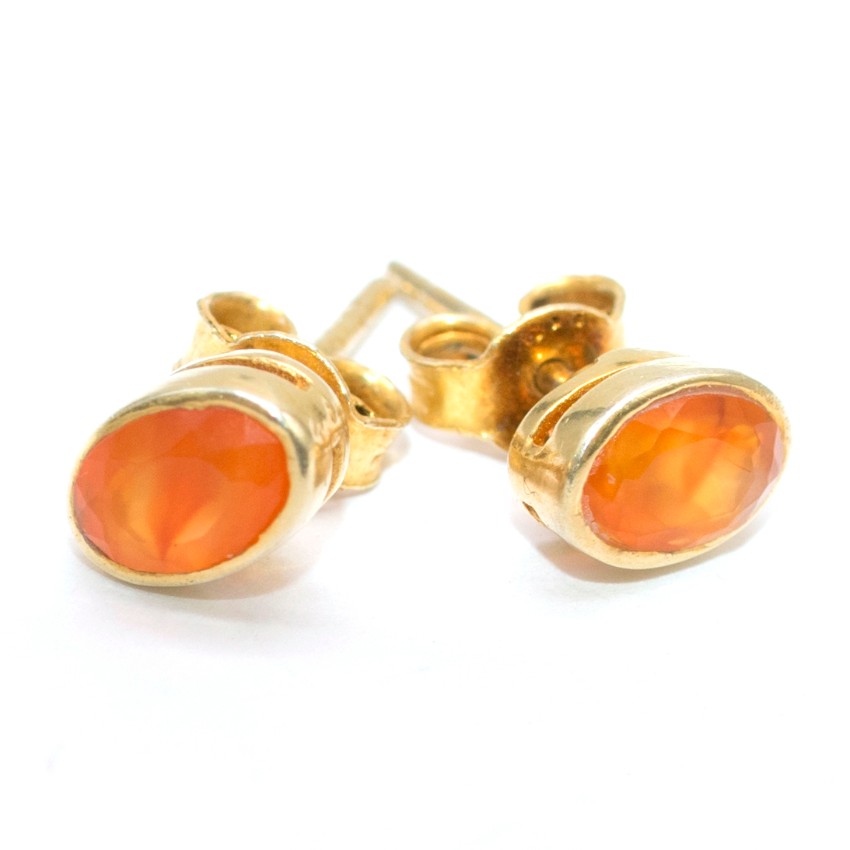 Bespoke Orange Gemstone Gold Studded Earrings | HEWI