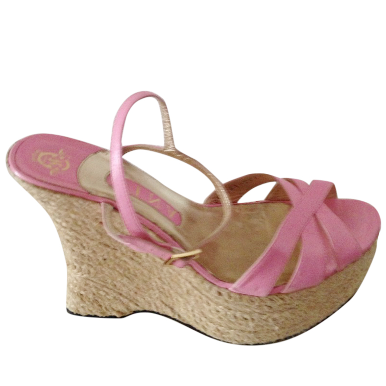 baby pink wedge heels