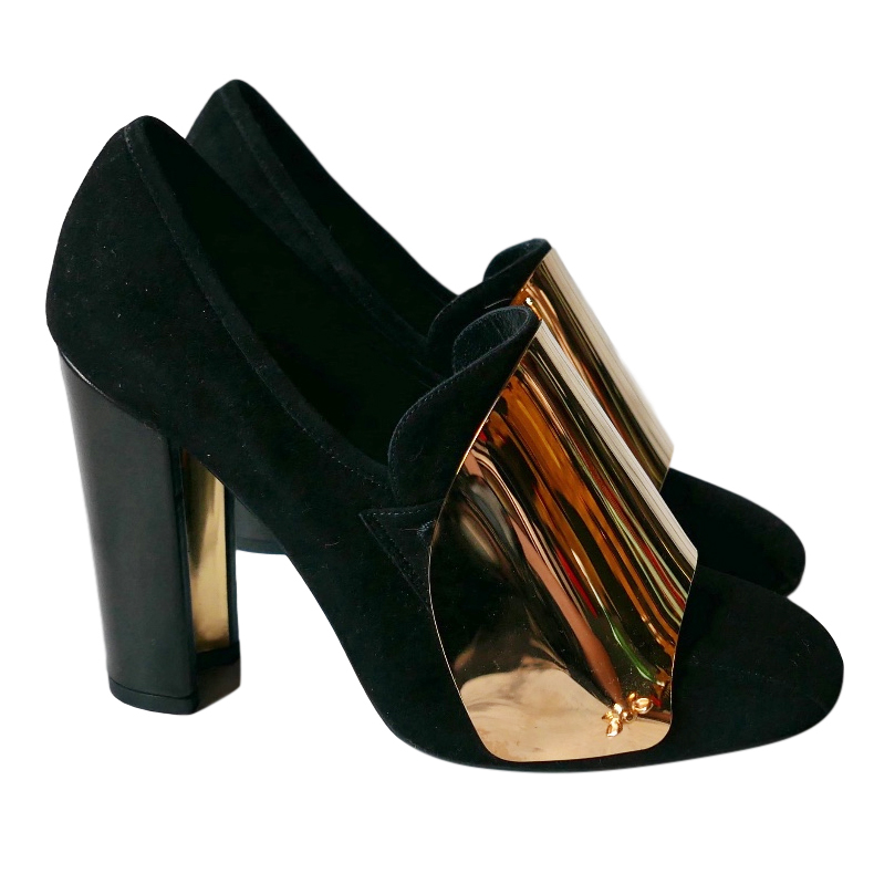 ysl black and gold heels