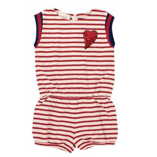 Gucci Girls 6 Years Cotton Striped Embroidered Playsuit
