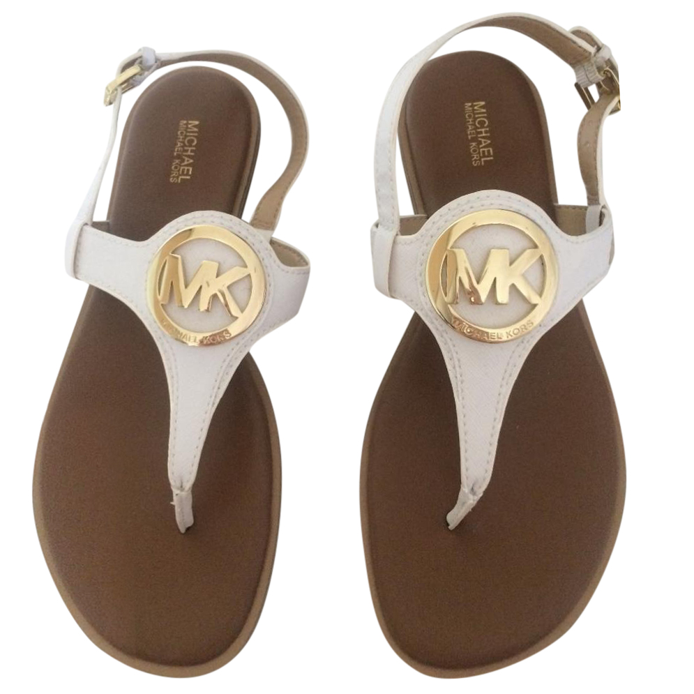 white mk sandals